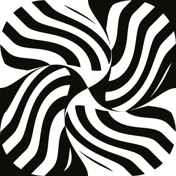 Abstract lijnenspel in zwart wit van Maurice Dawson