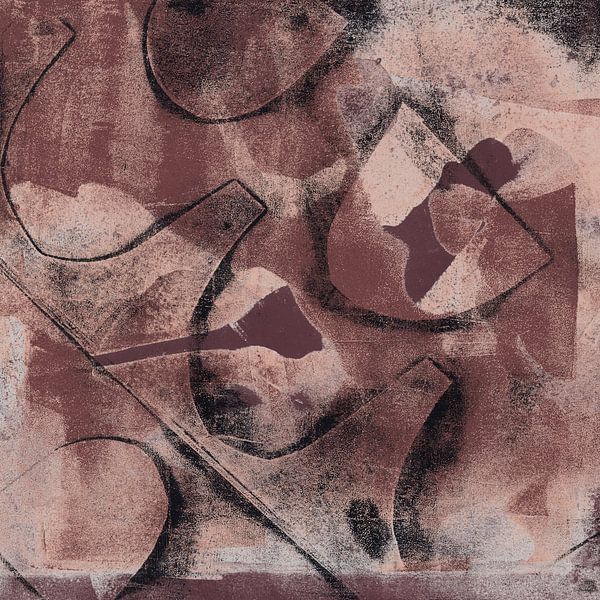 Modern abstract art. Shapes in chocolate brown. by Dina Dankers