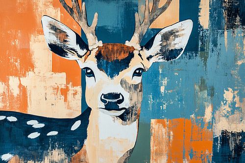 Kleurrijk hert in popart stijl