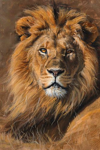 Majestueuze leeuw in het wild schilderij