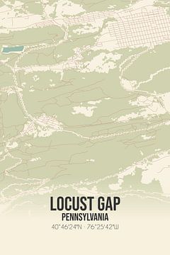 Vintage landkaart van Locust Gap (Pennsylvania), USA. van Rezona