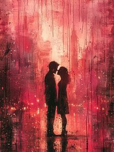 Beleuchtete Liebe in der Stadt