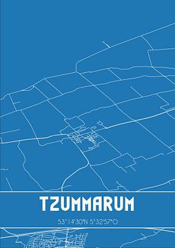 Blauwdruk | Landkaart | Tzummarum (Fryslan) van Rezona