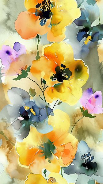 Bloemenpalet Aquarel van Dakota Wall Art
