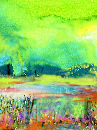 Landschap met groene lucht