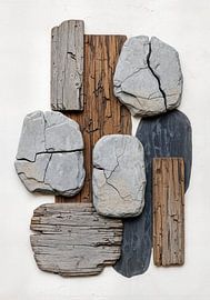 Framed Artwork: Rocks and Wood Fragments by Markus Gann
