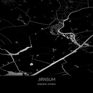 Zwart-witte landkaart van Jirnsum, Fryslan. van Rezona