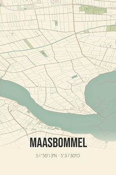 Vintage landkaart van Maasbommel (Gelderland) van MijnStadsPoster