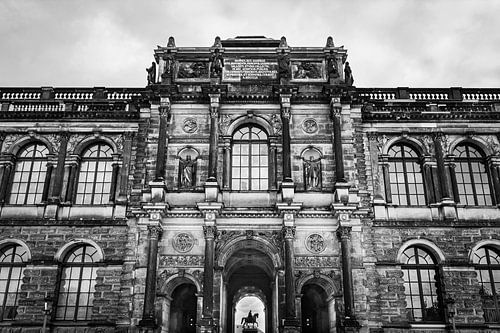 Zwinger palace in black and white