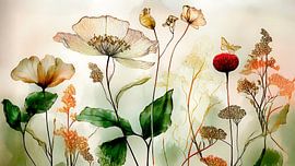 Botanische Illustration: Zerbrechliches und verträumtes Blumenfeld von Studio Pieternel