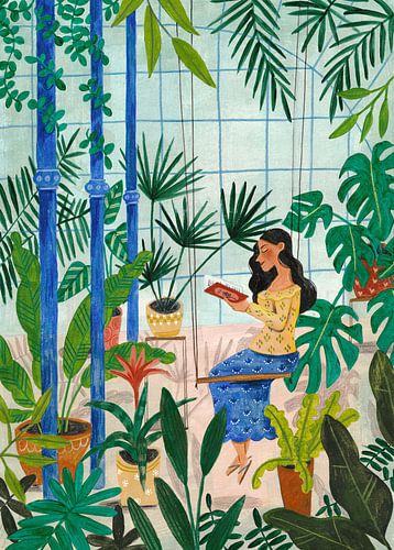 Lezen in de tropische plantenkas van Caroline Bonne Müller