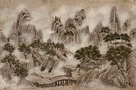 Taoïstisch Landschap - Deel 2 - Brug en Klooster | Binlarto, Indonesië van Buzzles Gallery thumbnail