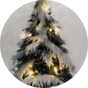Kerstboom onder sneeuw van Treechild