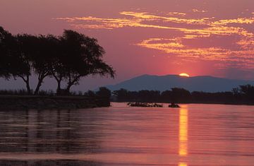 Afrika, zonsondergang van Paul van Gaalen, natuurfotograaf