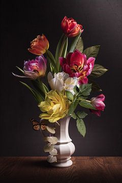 Nature morte en fleurs Tulipes colorées sur Sandra Hazes