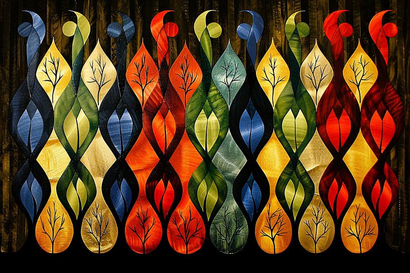 Kleurrijke abstracte bomen in verschillende stijlen van Art & Soul Creations