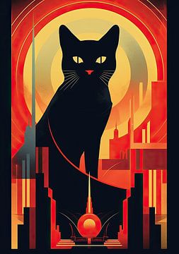Art Deco Cat Poster by Niklas Maximilian