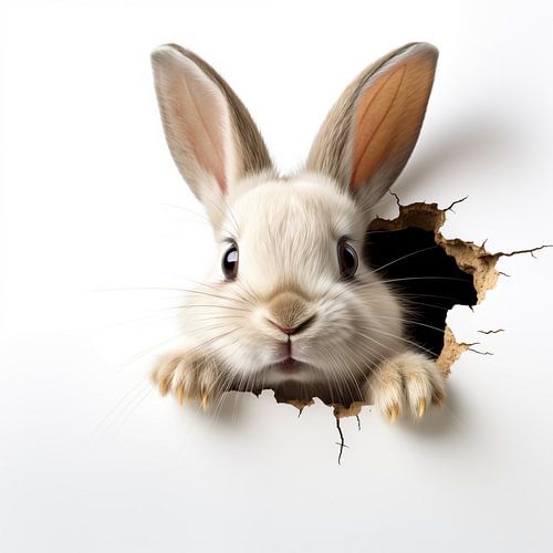 Kaninchen an der Wand