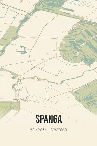 Carte ancienne de Spanga (Fryslan) par Affiches de lieux