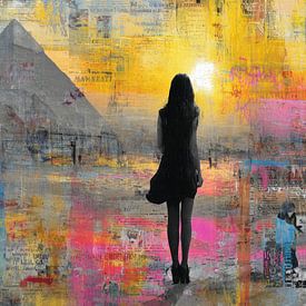 Urban Painting - Cairo Pyramid Dreamy and Modern Abstract by BowiScapes abstract and digital art