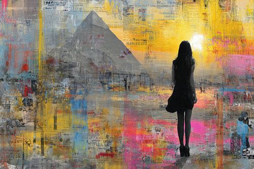 Urban Schilderij - Caïro Piramide Dromerig en Modern Abstract