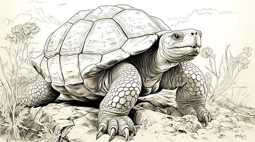 pentekening van een schildpad