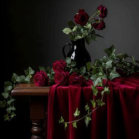 Fading Nocturne Nature morte baroque en cramoisi et ombre sur maulana risyad