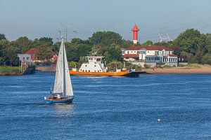 Autofähre, Leuchtturm, Weser, Farge, Bremen