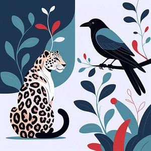 Le léopard rencontre le corbeau