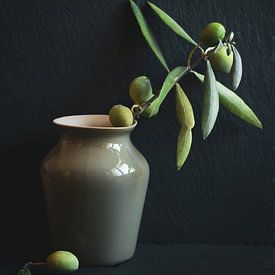 Vase mit Olivenzweig von Elly de Vries
