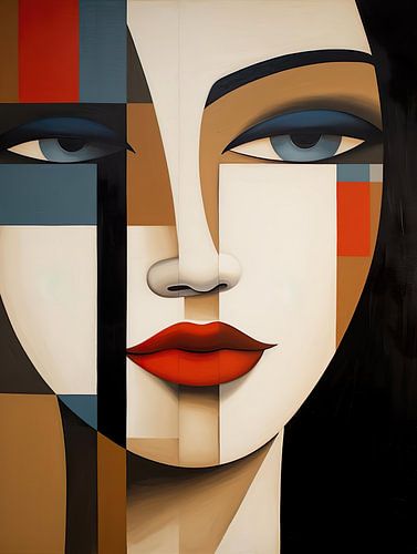 modern abstract schilderij van vrouwen gezicht