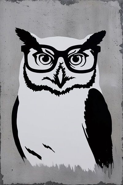 Eule mit Brille minimalistisches Design von Imperial Art House