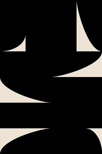 Zwarte Vormen Retro Minimalistische Kunst VII