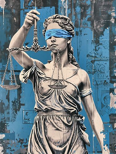 Justice avec une balance et les yeux bandés sur Frank Daske | Foto & Design