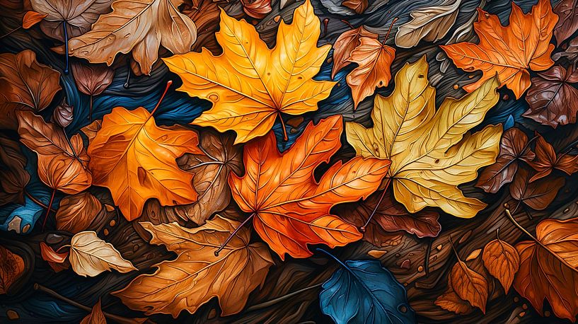 Kleurrijke herfst esdoornbladeren geschilderd op de vloer illustratie van Animaflora PicsStock