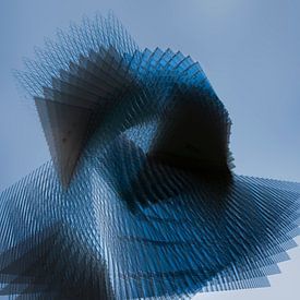 Uitwaaierend abstract in blauw van Greetje van Son