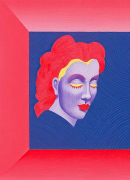 Portret: Rode krullen en een blauw gezicht