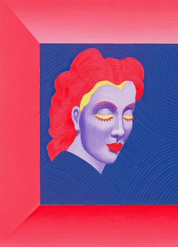 Portret: Rode krullen en een blauw gezicht