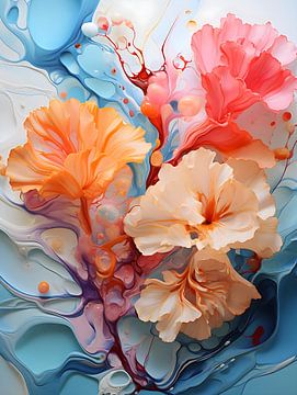 Abstract Bloemen schilderij van PixelPrestige
