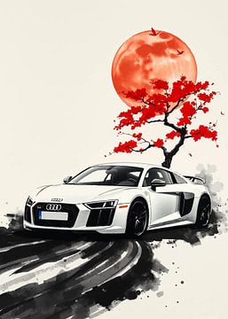 Audi R8 Sumi-E Schilderij van MIROKKU