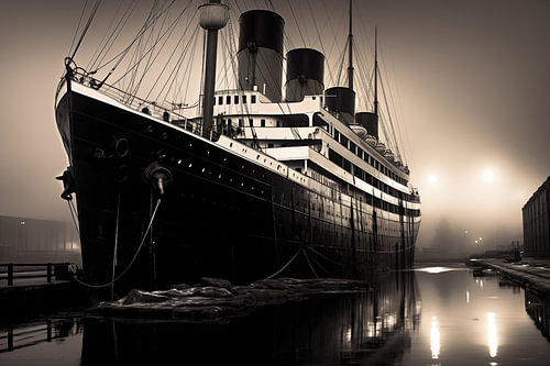 Le Titanic en noir et blanc : art historique maritime vintage