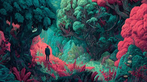 Forest in Fluorescent Dream Colour Lost in Wonderment