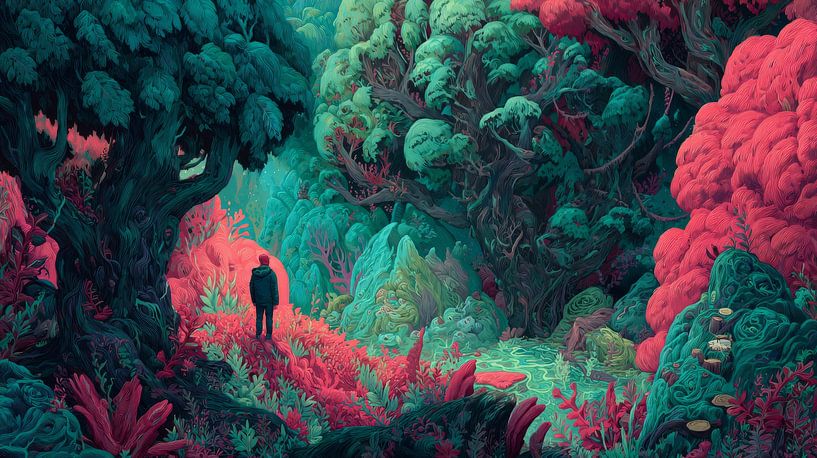 Forêt en couleur de rêve fluorescente Perdu dans l'émerveillement par Eva Lee