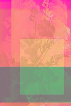 Abstracte collage, digitale druk van verschillende lagen met bloemen van Studio Allee