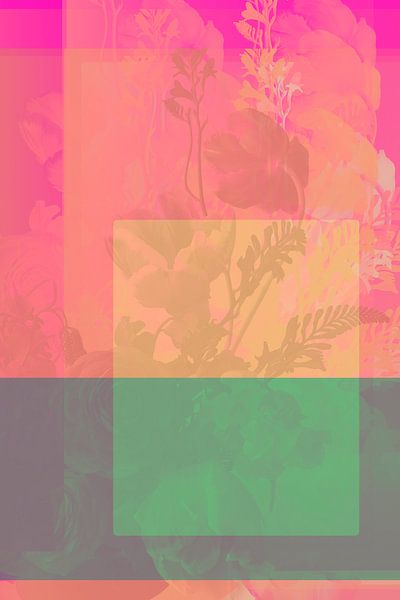 Abstract collage, digital printing of several layers with flowers by Studio Allee