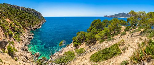 Panoramisch uitzicht op de kust natuur zeegezicht van Sant Elm op Mallorca, Middellandse Zee