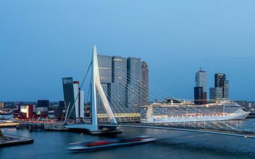 Rotterdam Erasmus Brücke Kreuzfahrtschiff von Leon van der Velden