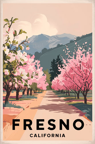 Fresno, Californië Vintage Reisposter