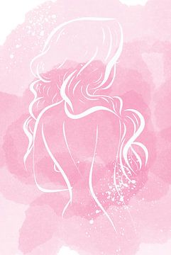 Vrouw met roze achtergrond van ArtDesign by KBK