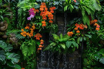 natürlicher grüner Hintergrund mit Pflanzen und Blumen von Egon Zitter